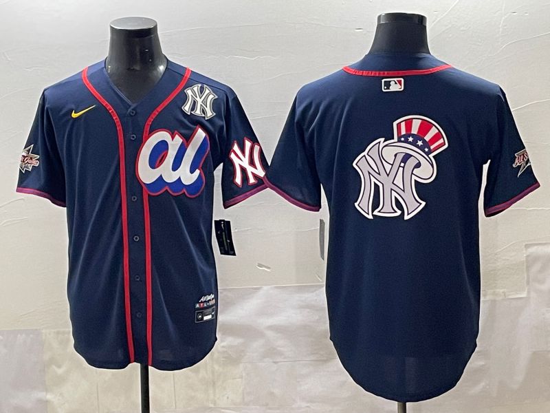 Men 2025 New York Yankees Blank Drak Blue All star Blank Blue Nike MLB Jersey style 9